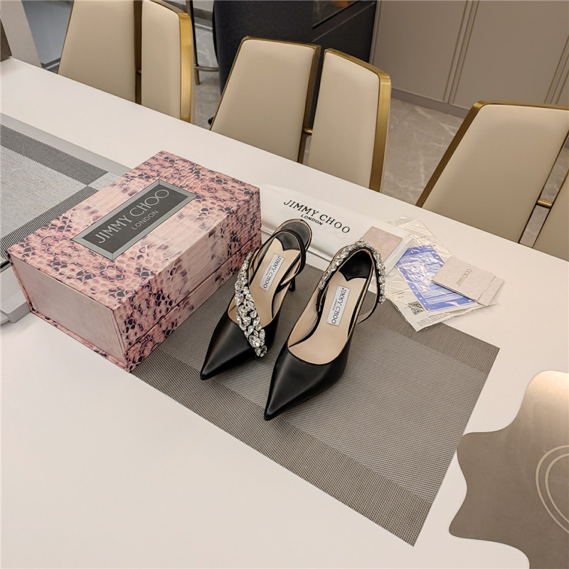 J1m*y Ch00 flos 100 black slingback pumps