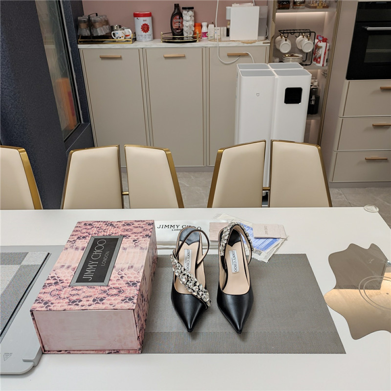 J1m*y Ch00 flos 100 black slingback pumps