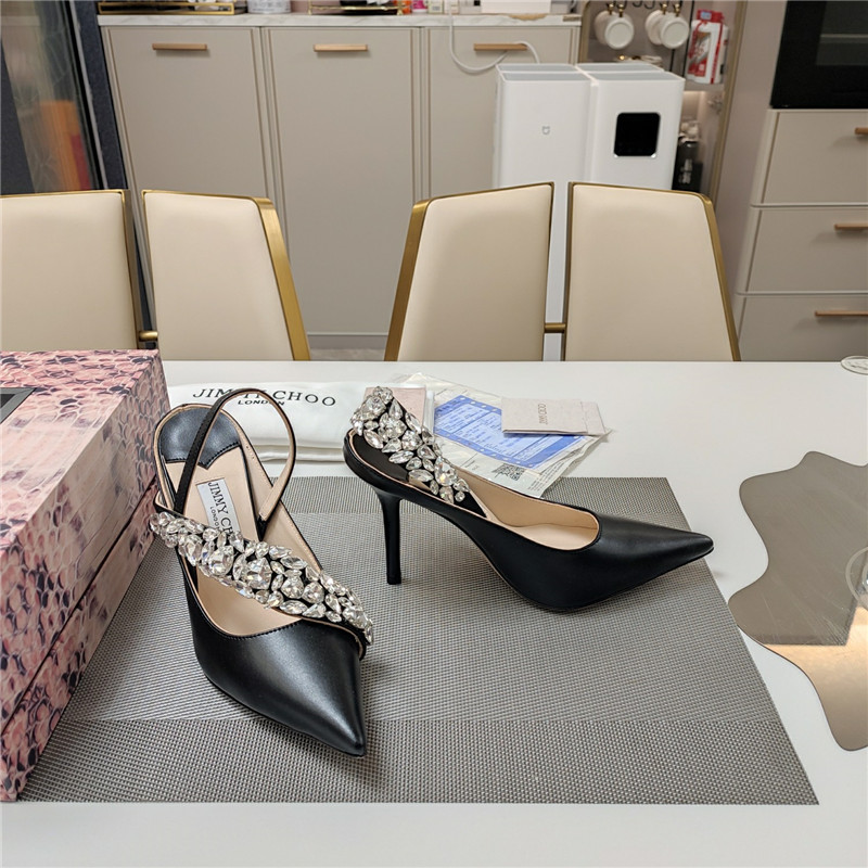 J1m*y Ch00 flos 100 black slingback pumps