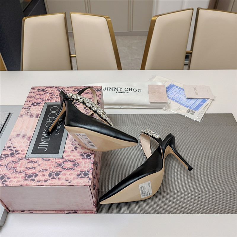 J1m*y Ch00 flos 100 black slingback pumps