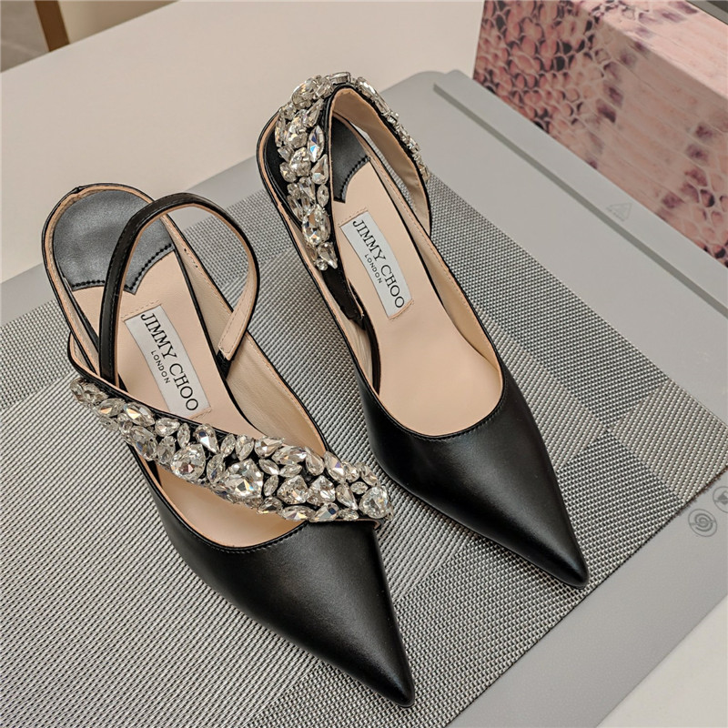 J1m*y Ch00 flos 100 black slingback pumps