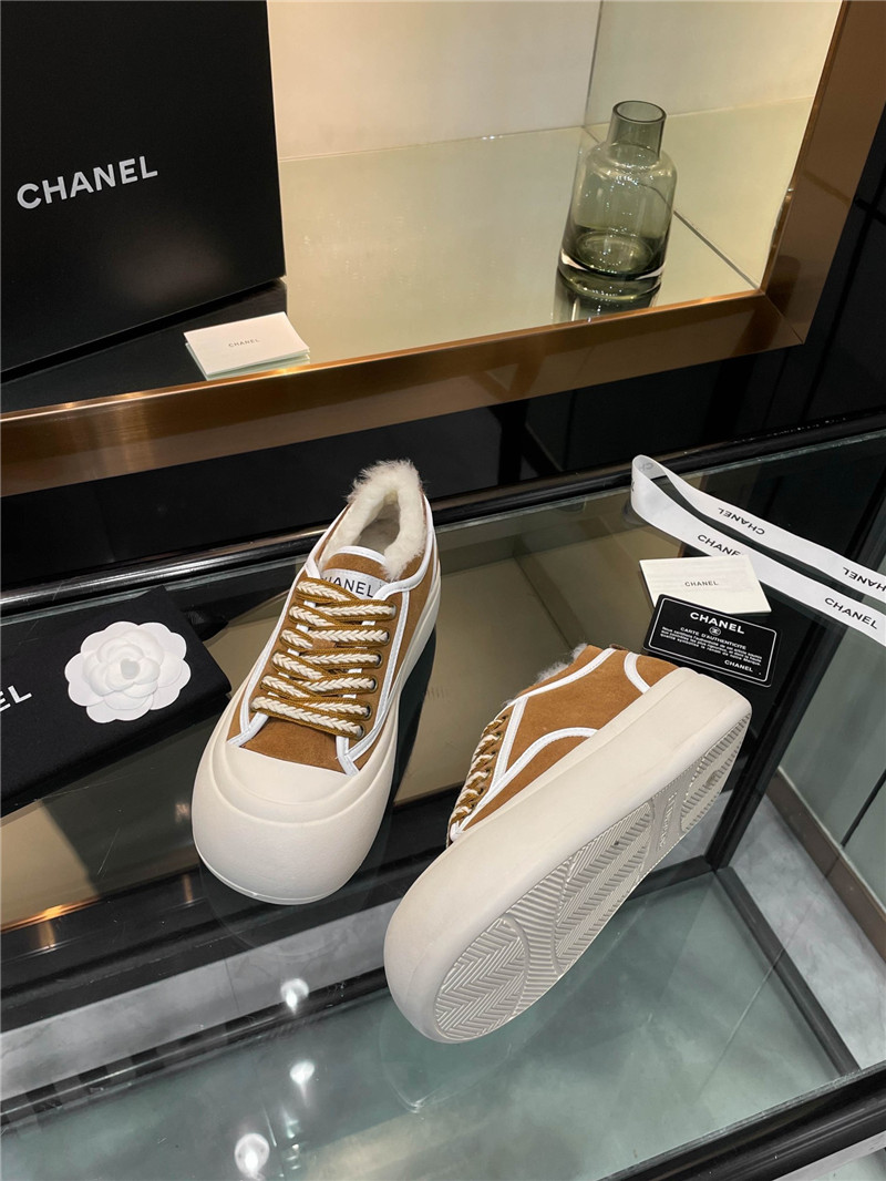 Ch**el brown lace-up winter platform sneakers