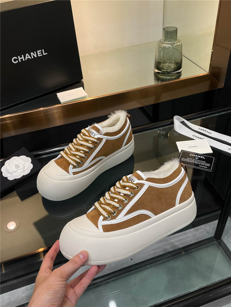 Ch**el brown lace-up winter platform sneakers