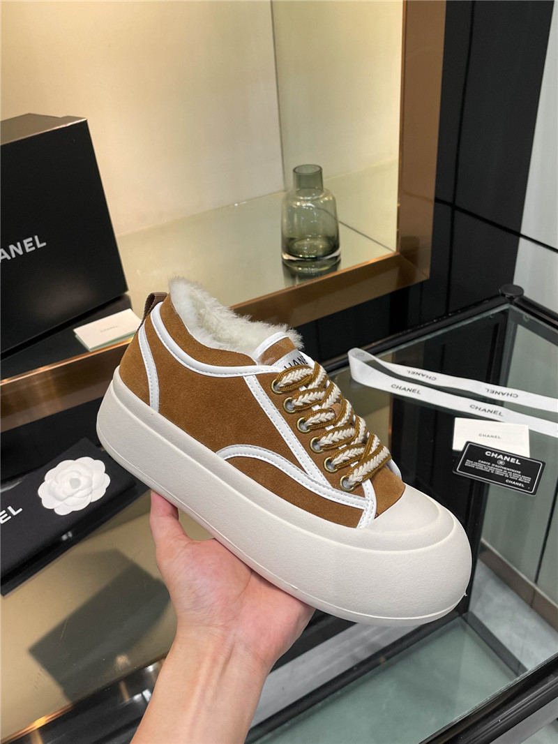 Ch**el brown lace-up winter platform sneakers