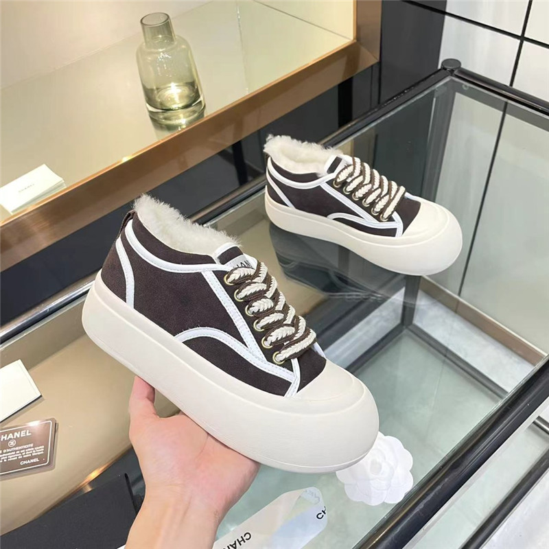 Ch**el lace-up winter platform sneakers
