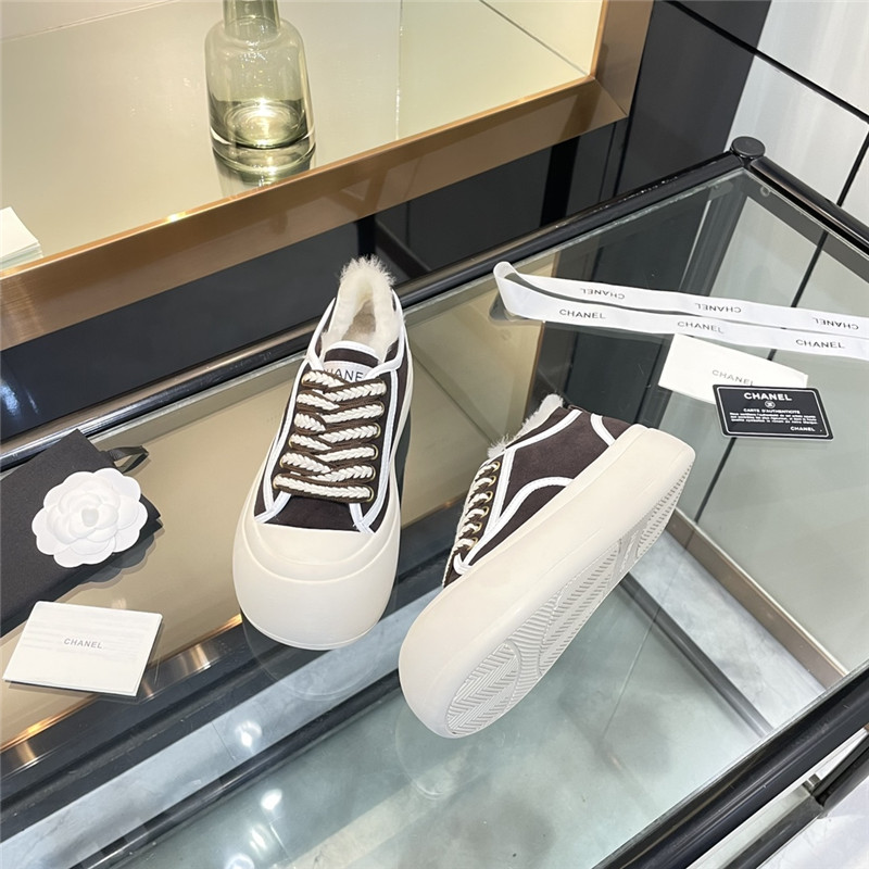 Ch**el lace-up winter platform sneakers