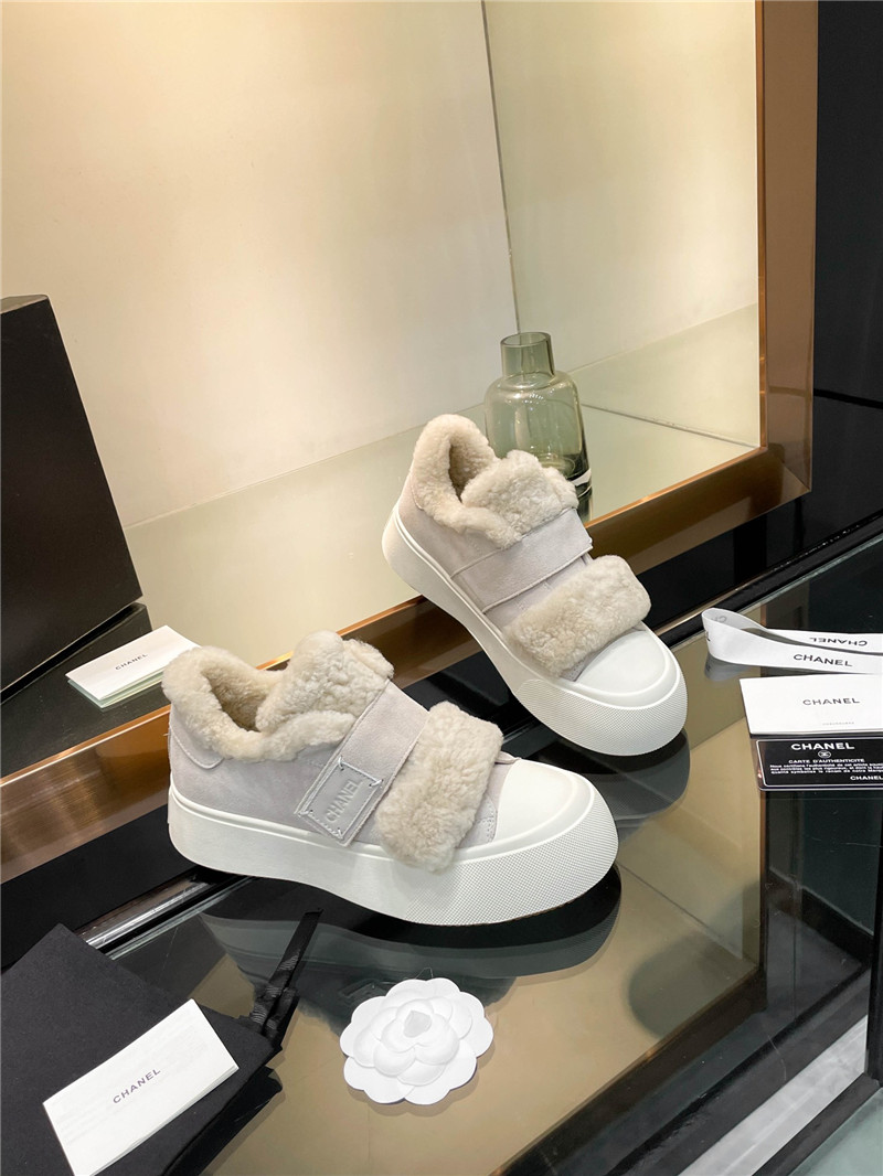 Ch**el velcro gray winter platform sneakers