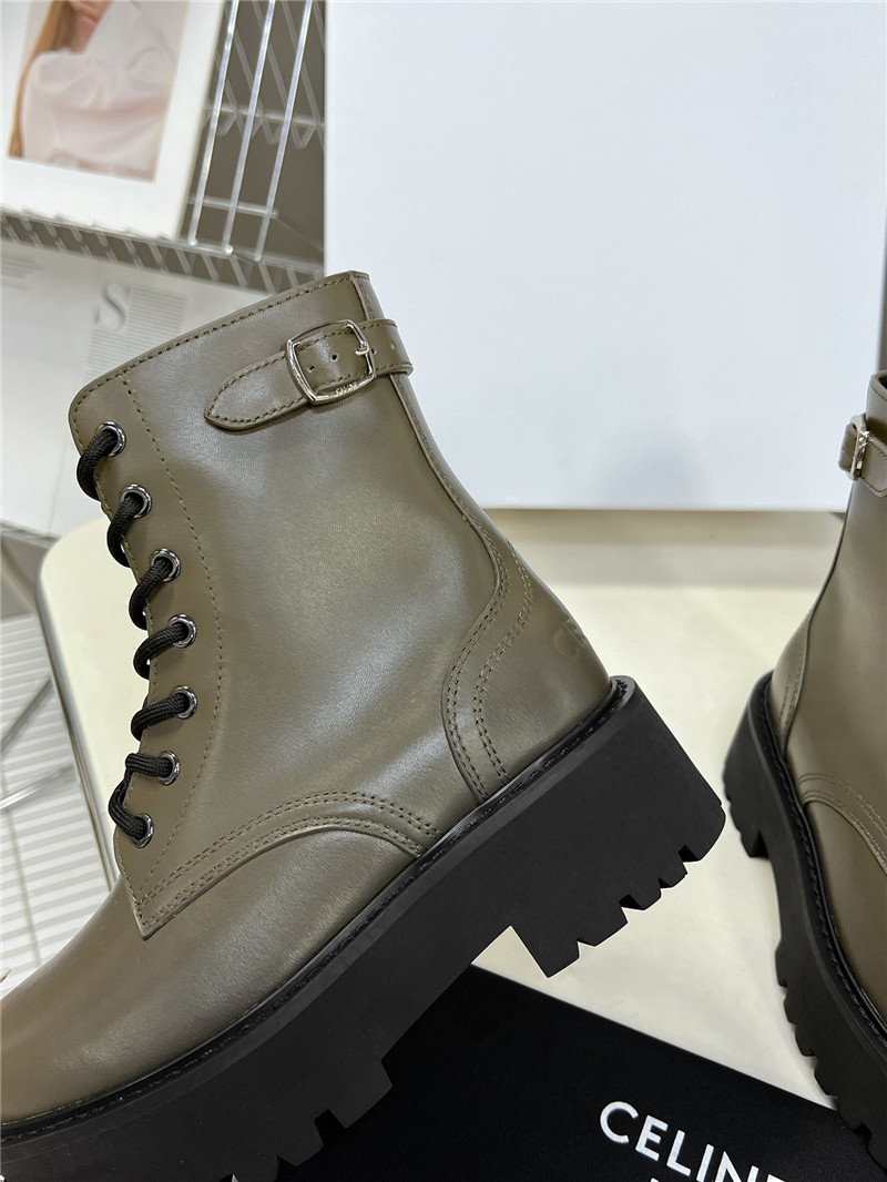 Ce1i*e margaret green double buckle ankle boots