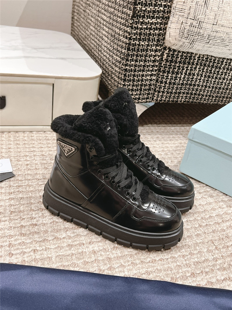 Pra*a patent leather winter platform sneakers