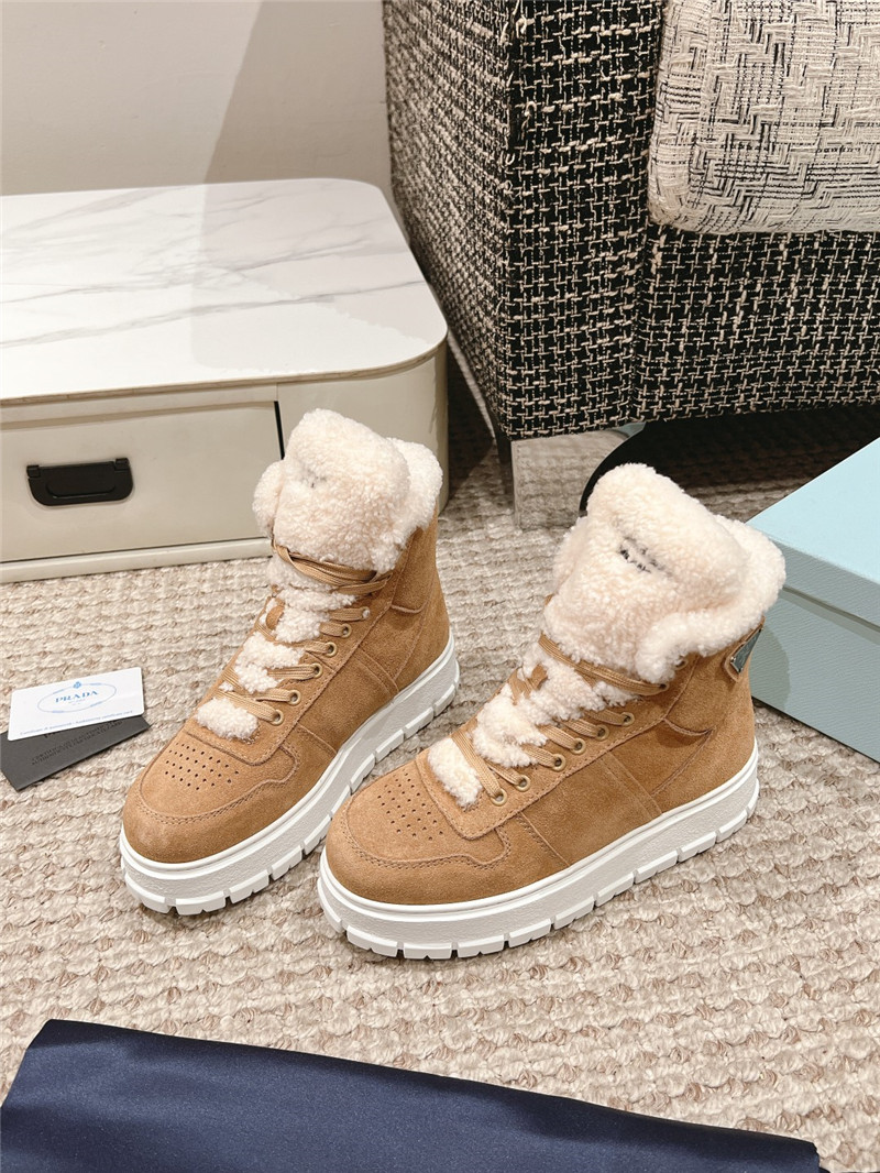 Pra*a suede leather high top winter platform sneakers