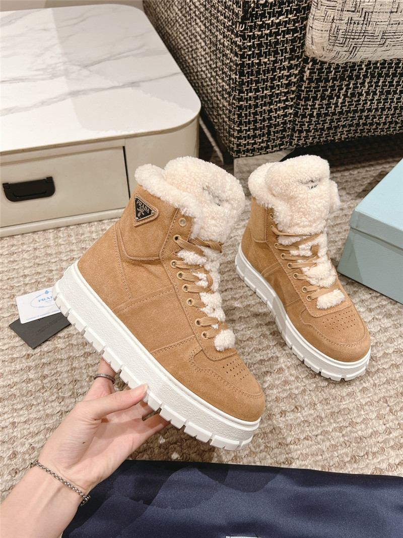 Pra*a suede leather high top winter platform sneakers