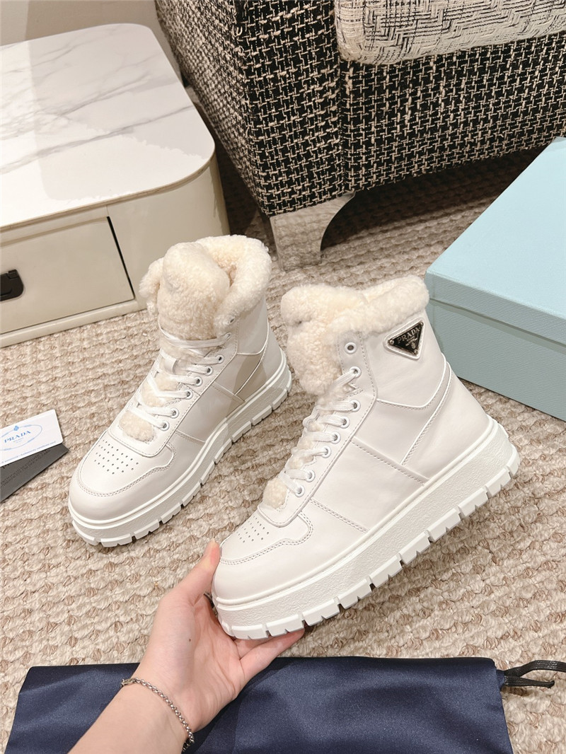 Pra*a white high top winter platform sneakers
