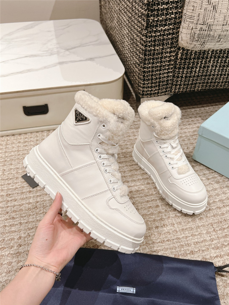 Pra*a white high top winter platform sneakers