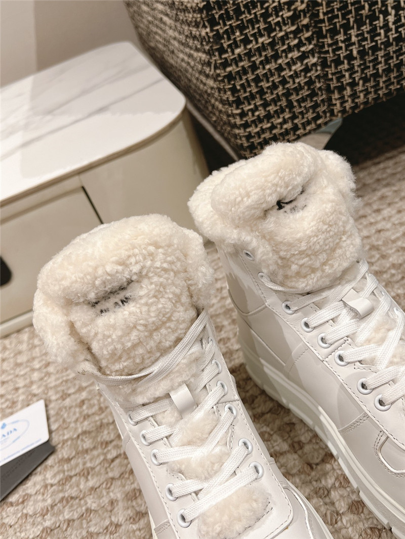 Pra*a white high top winter platform sneakers