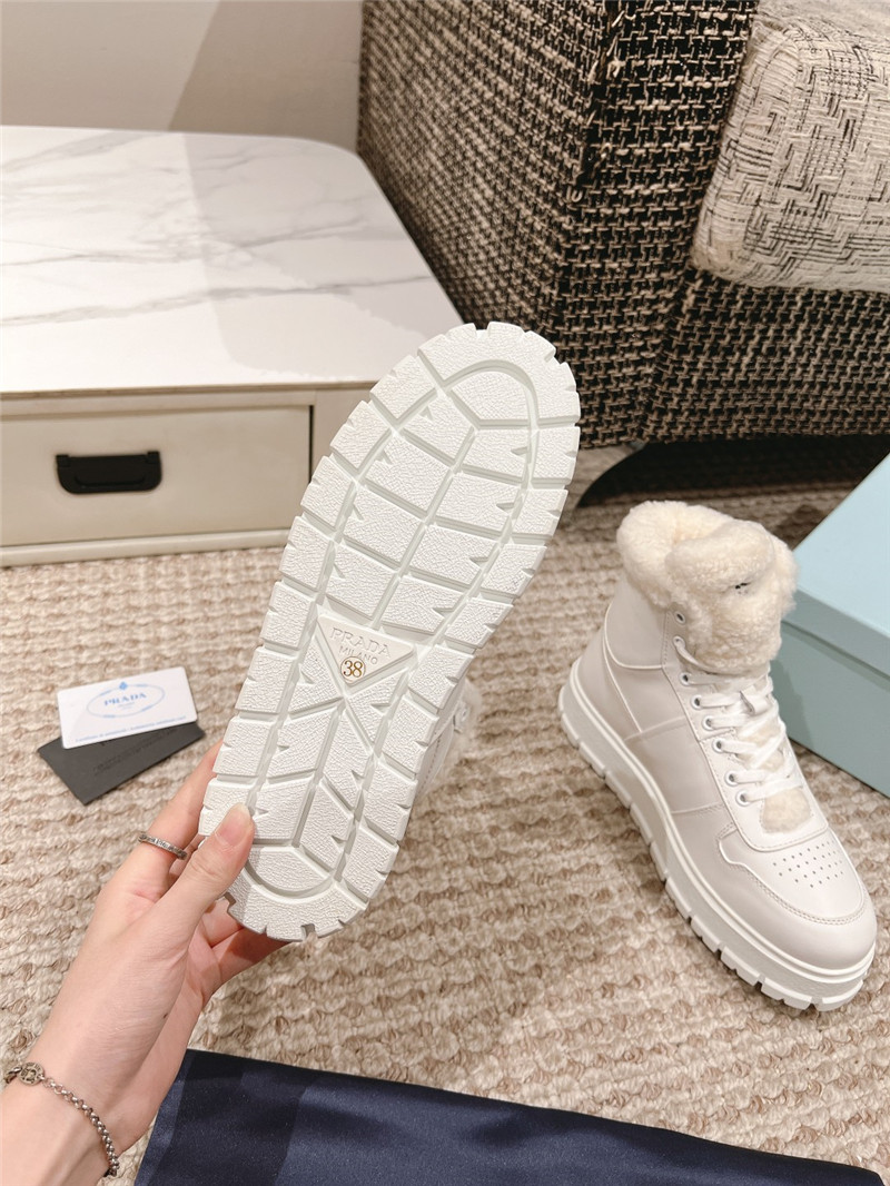 Pra*a white high top winter platform sneakers