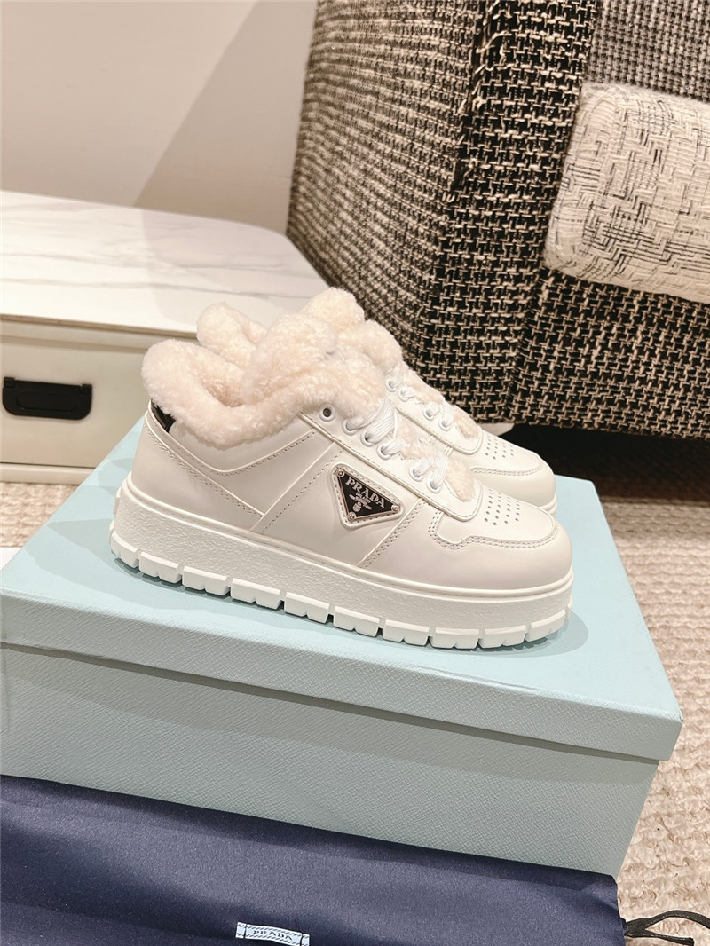 Pra*a fur triangle logo sneakers