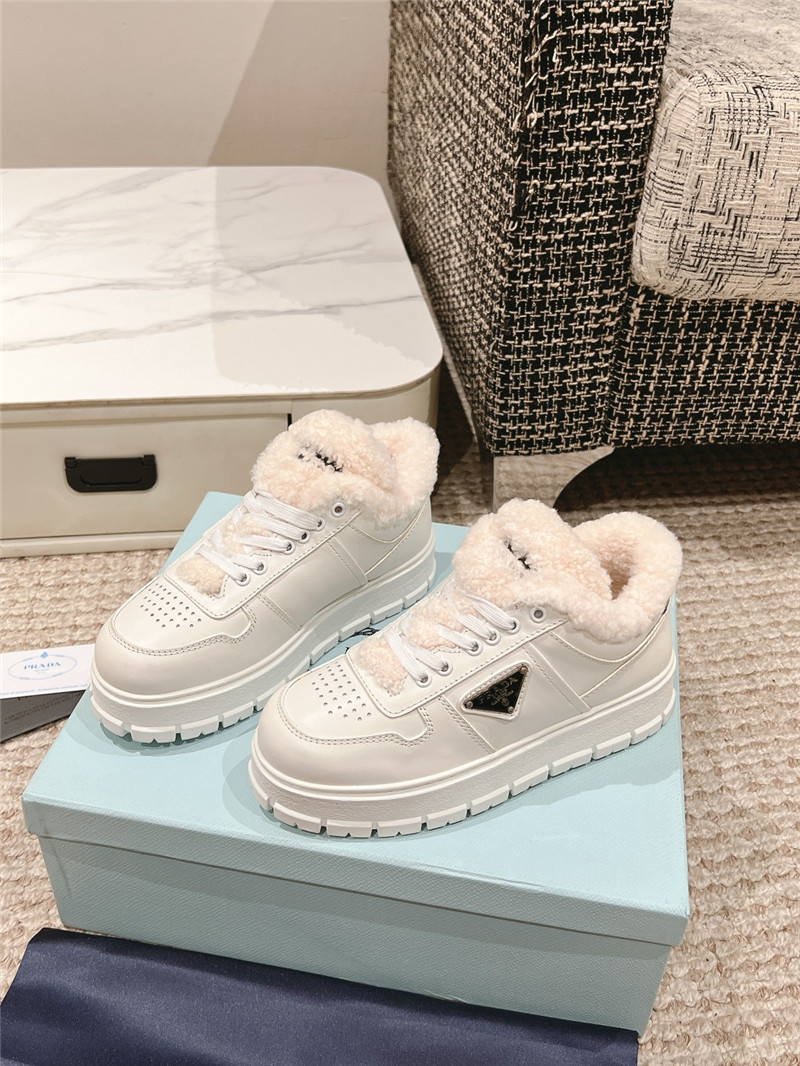 Pra*a fur triangle logo sneakers