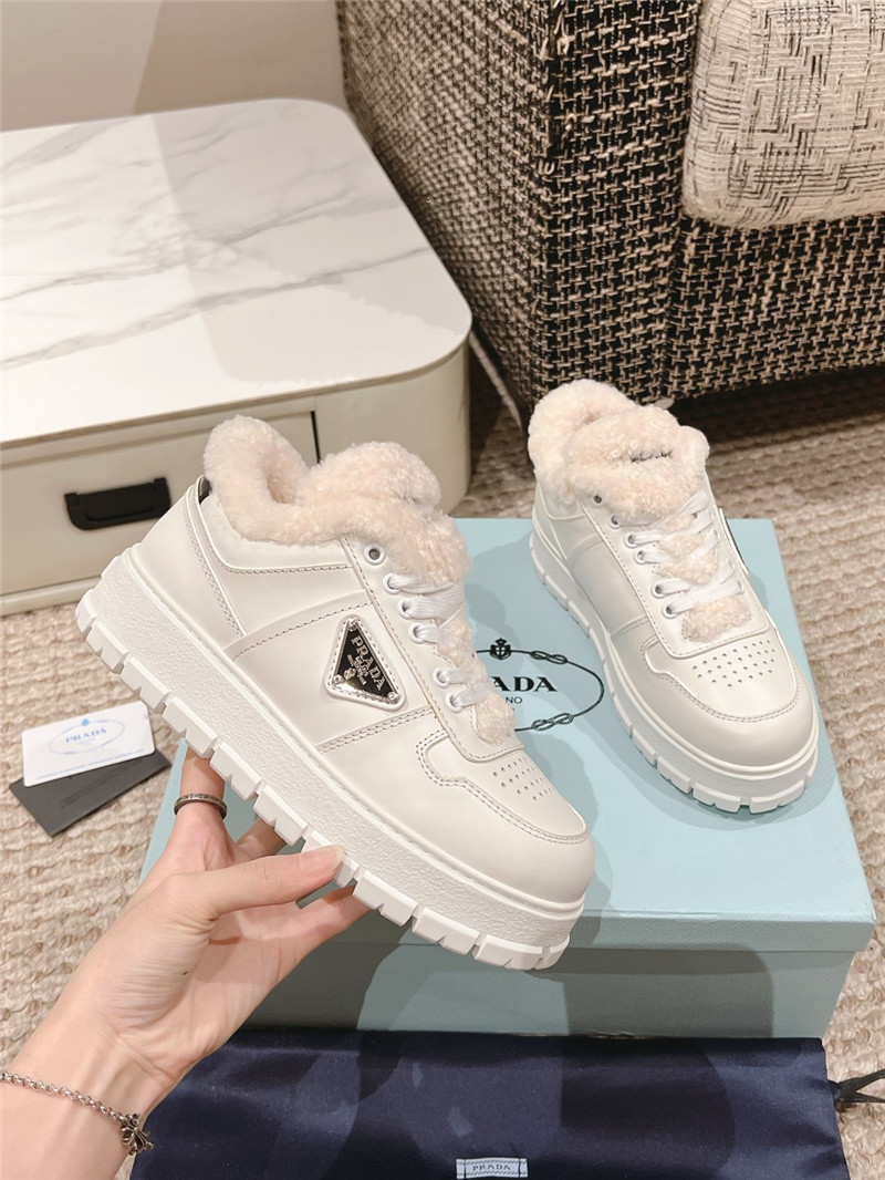 Pra*a fur triangle logo sneakers