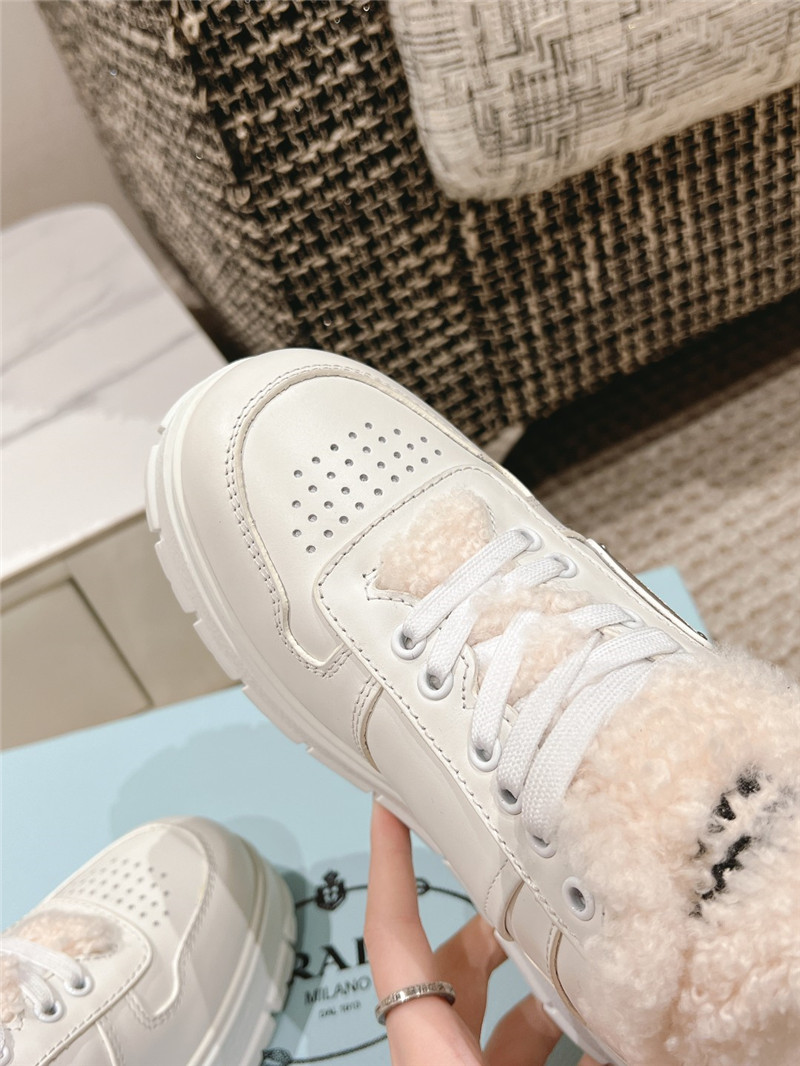 Pra*a fur triangle logo sneakers