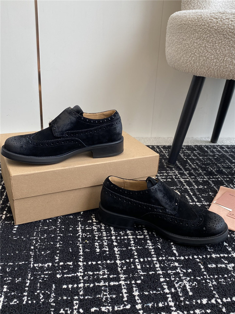 Miu Miu Black Suede Monk Strap Brogues