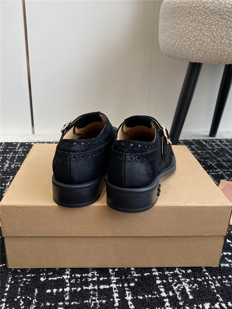 Miu Miu Black Suede Monk Strap Brogues