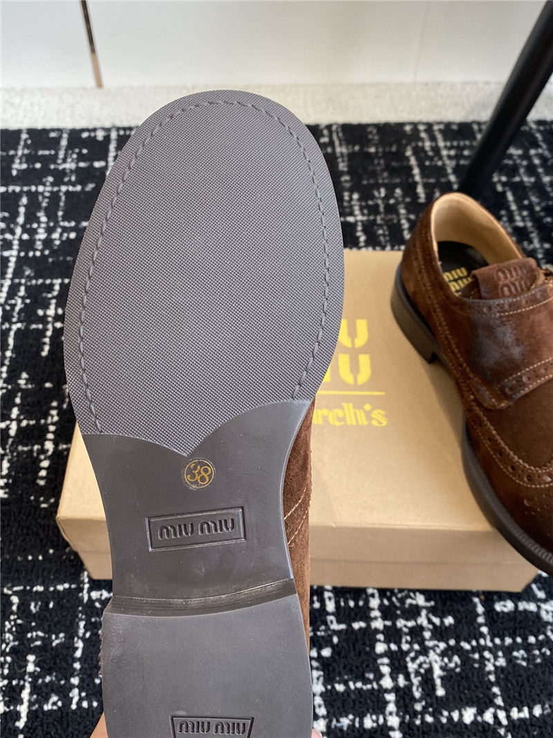 Miu Miu Dark Brown Suede Monk Strap Brogues