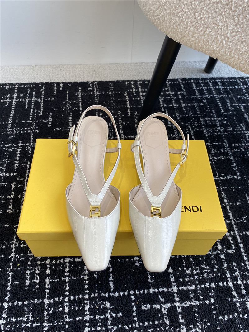 F**di ffold slingback pumps in natural leather