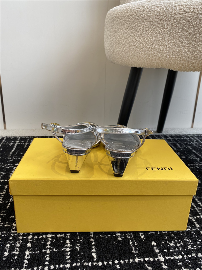 F**di ffold silver slingback pumps