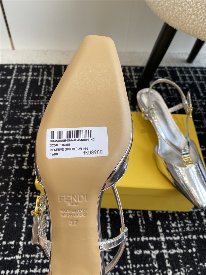 F**di ffold silver slingback pumps