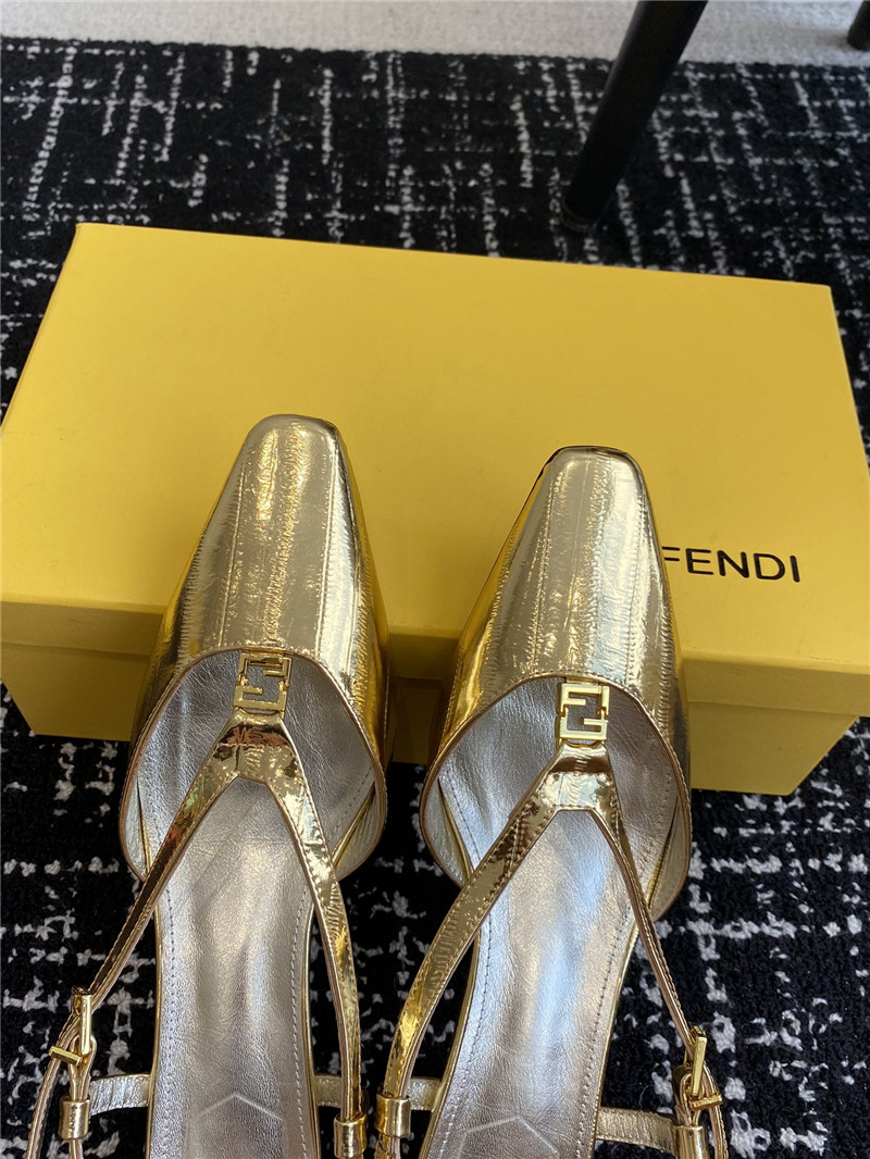 F**di ffold gold slingback pumps