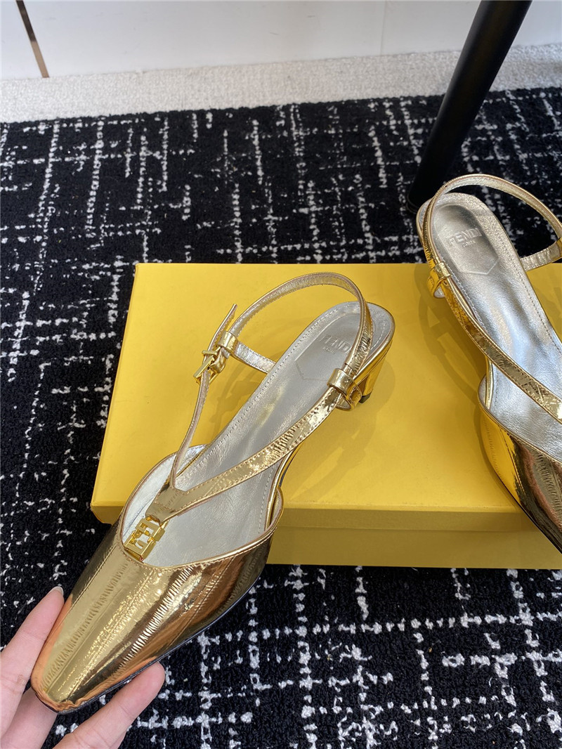 F**di ffold gold slingback pumps