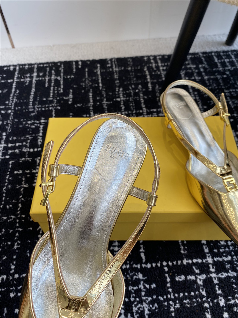 F**di ffold gold slingback pumps