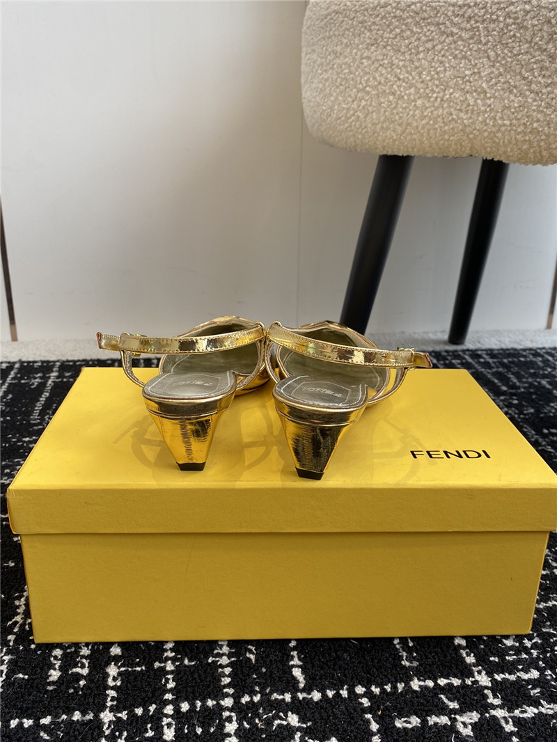 F**di ffold gold slingback pumps