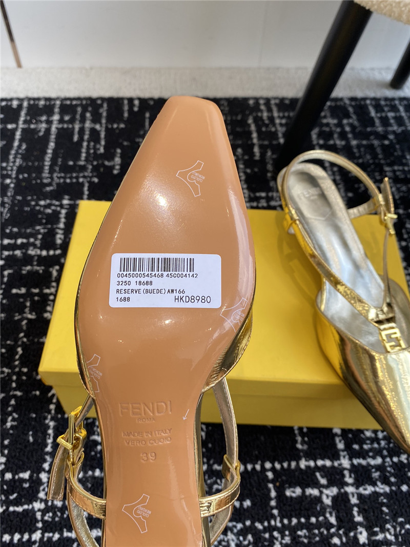 F**di ffold gold slingback pumps