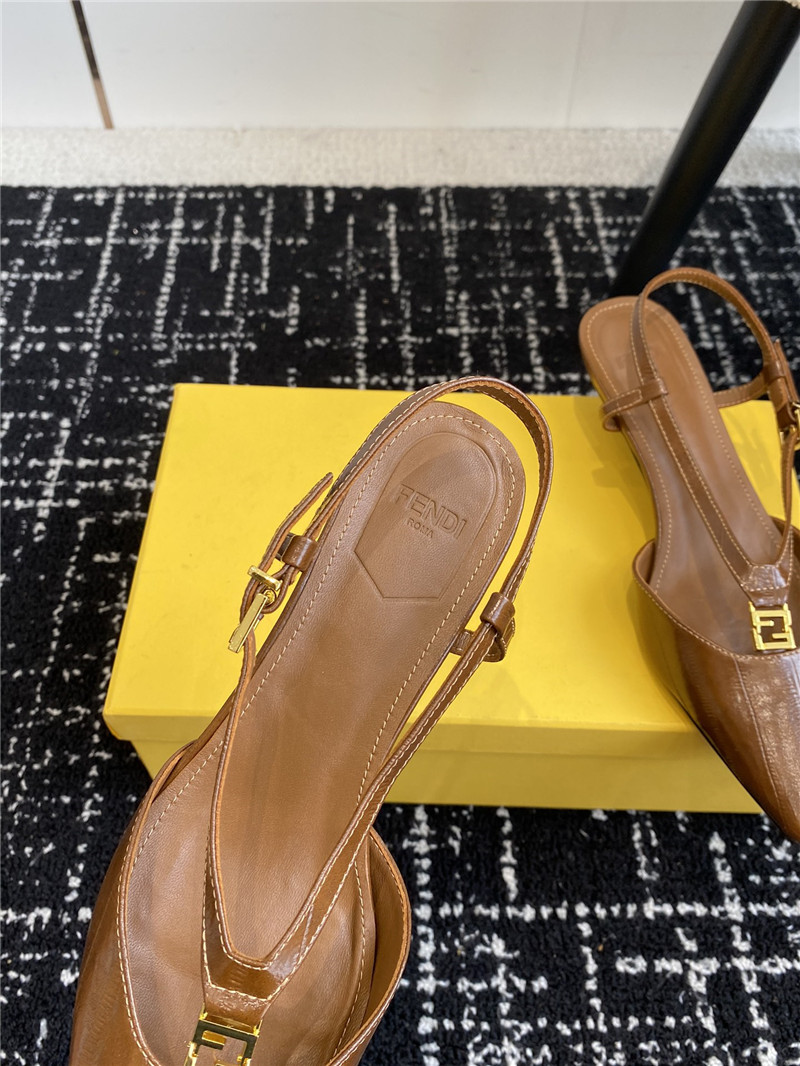 F**di ffold slingback pumps in brown
