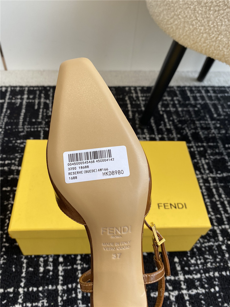 F**di ffold slingback pumps in brown