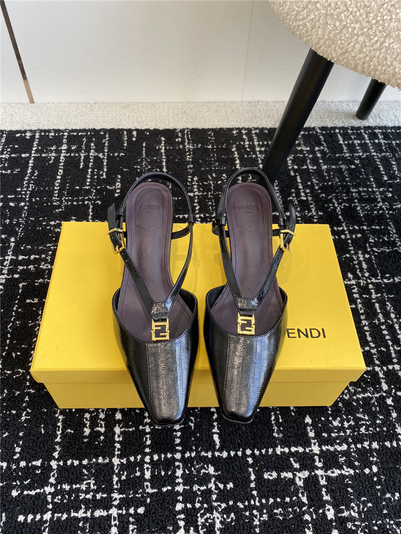 F**di ffold black slingback pumps