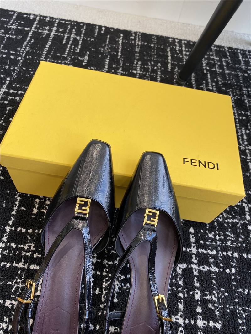 F**di ffold black slingback pumps