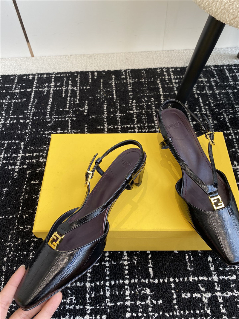 F**di ffold black slingback pumps