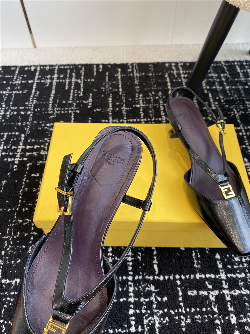 F**di ffold black slingback pumps