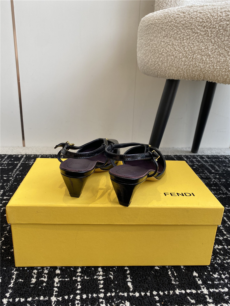 F**di ffold black slingback pumps