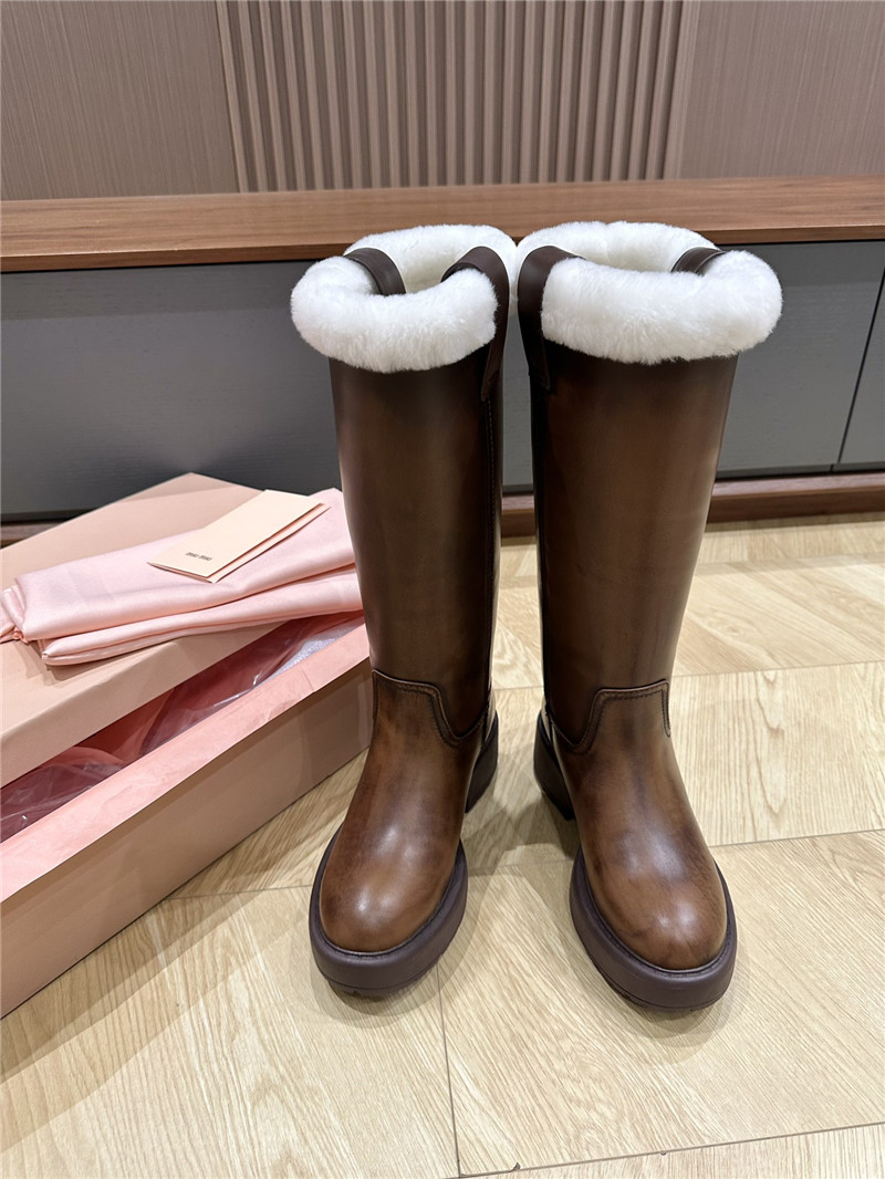 Miu Miu Women’s Brown Leather High Boots