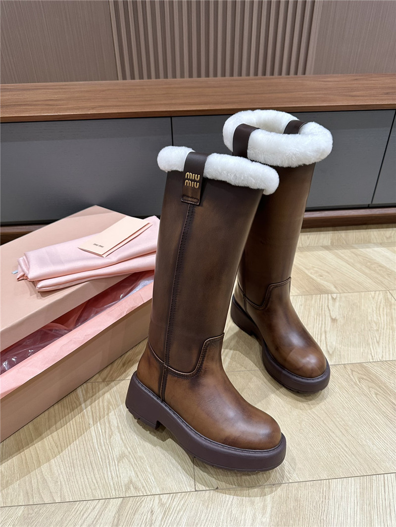 Miu Miu Women’s Brown Leather High Boots