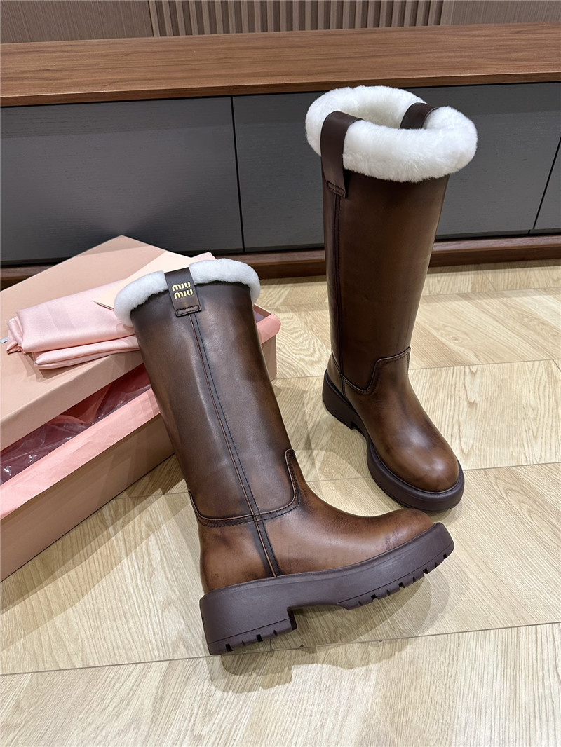 Miu Miu Women’s Brown Leather High Boots