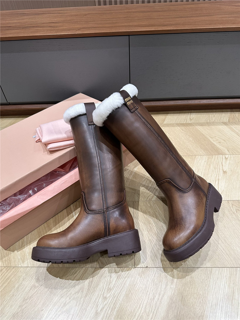 Miu Miu Women’s Brown Leather High Boots