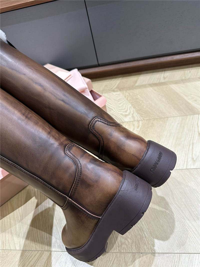 Miu Miu Women’s Brown Leather High Boots