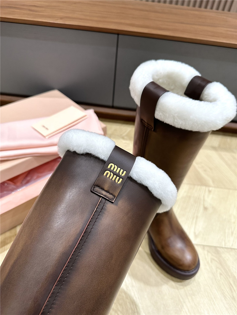Miu Miu Women’s Brown Leather High Boots