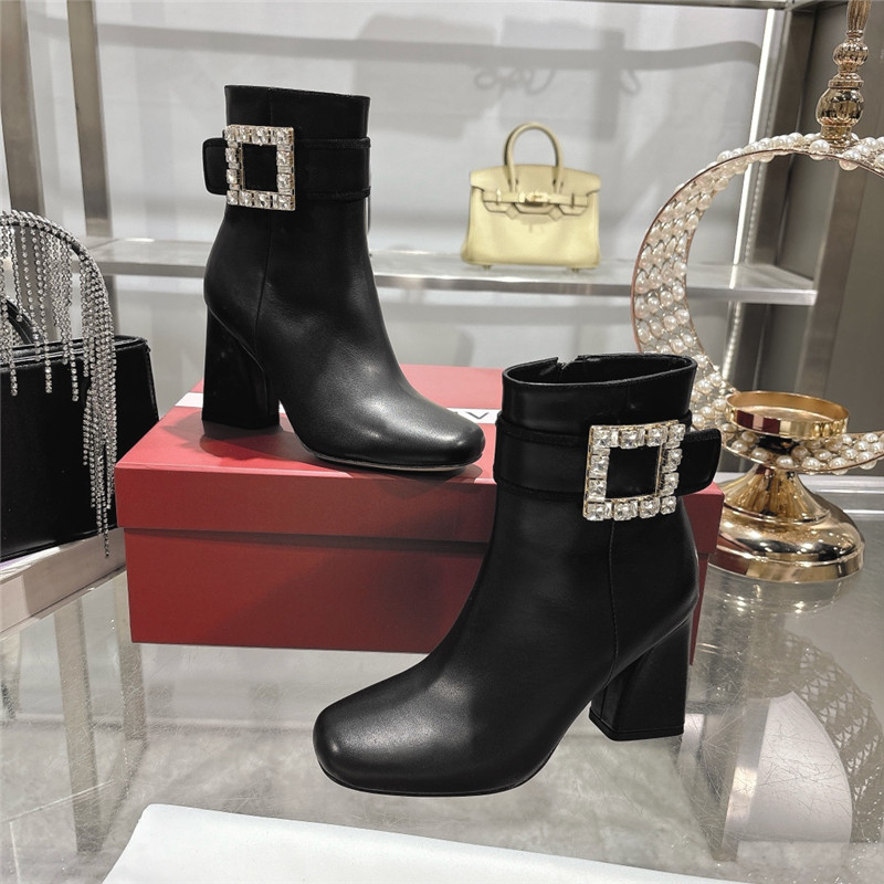 Roger Vivier Leather Buckle Ankle Booties