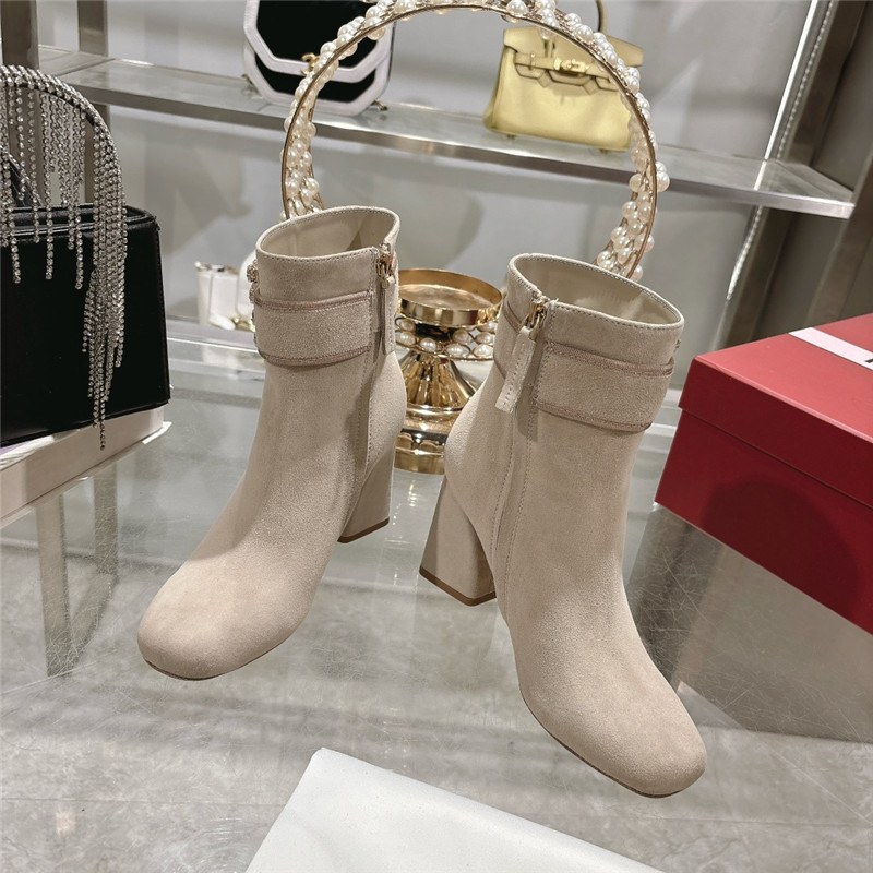Roger Vivier Suede Buckle Ankle Booties