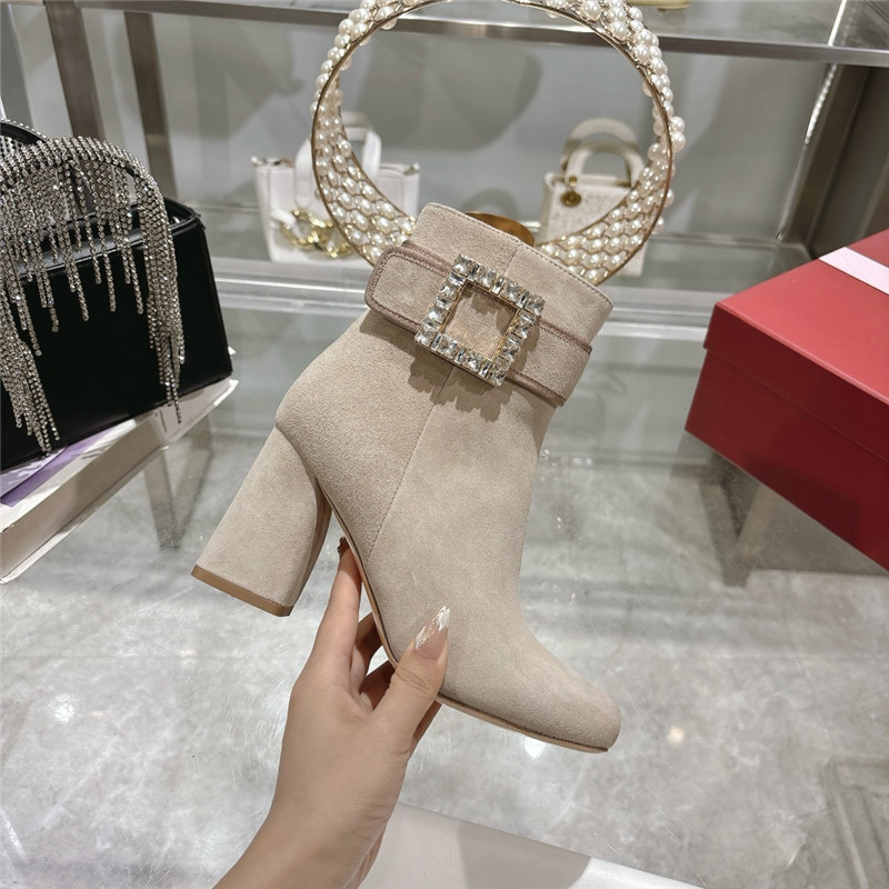 Roger Vivier Suede Buckle Ankle Booties